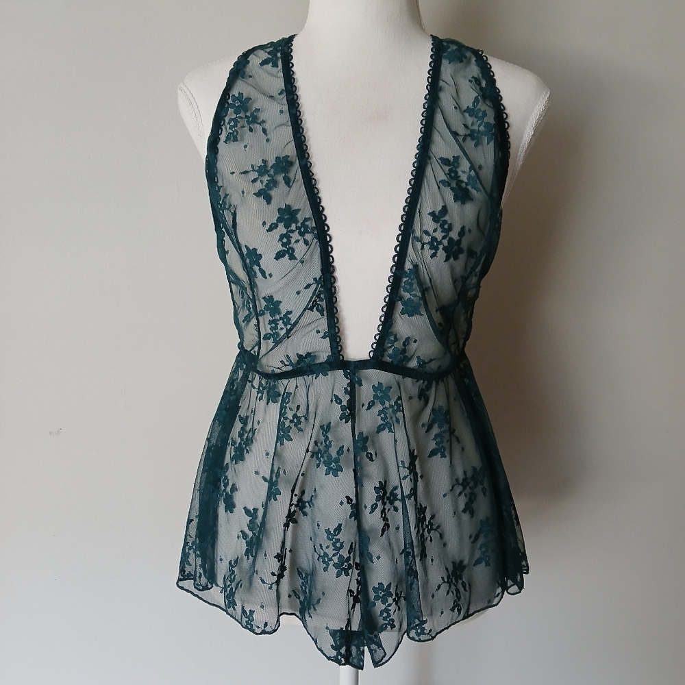 Fleur du Mal Untie Me Sheer Playsuit Romper Teddy Size Small